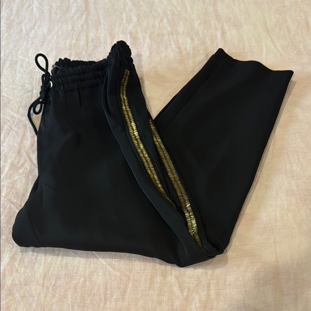 Express Black and Gold Joggers with Tapered Fit